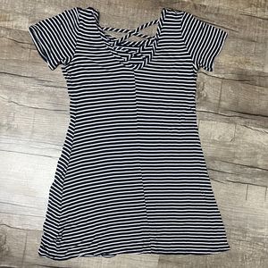 Olivia Rae Blue & White Stripe Short Sleeve Jersey T'Shirt Dress Women Size M